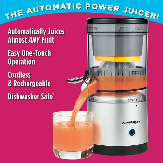 Hurricane Cordless Juicer 45W — Rechargeable, 220ml, One-Touch, Dishwasher-Safe, Gray