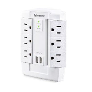 CyberPower CSP600WSURC2 Surge Protector — 6 Swivel Outlets, 2 USB, 1200J, $75K Equipment Guarantee