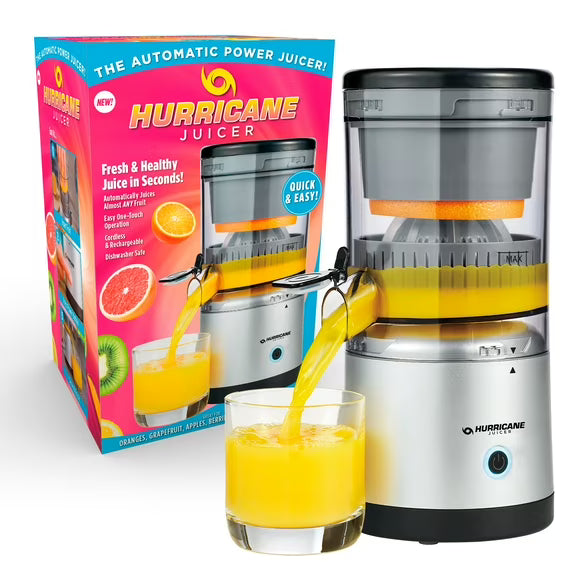 Hurricane Cordless Juicer 45W — Rechargeable, 220ml, One-Touch, Dishwasher-Safe, Gray