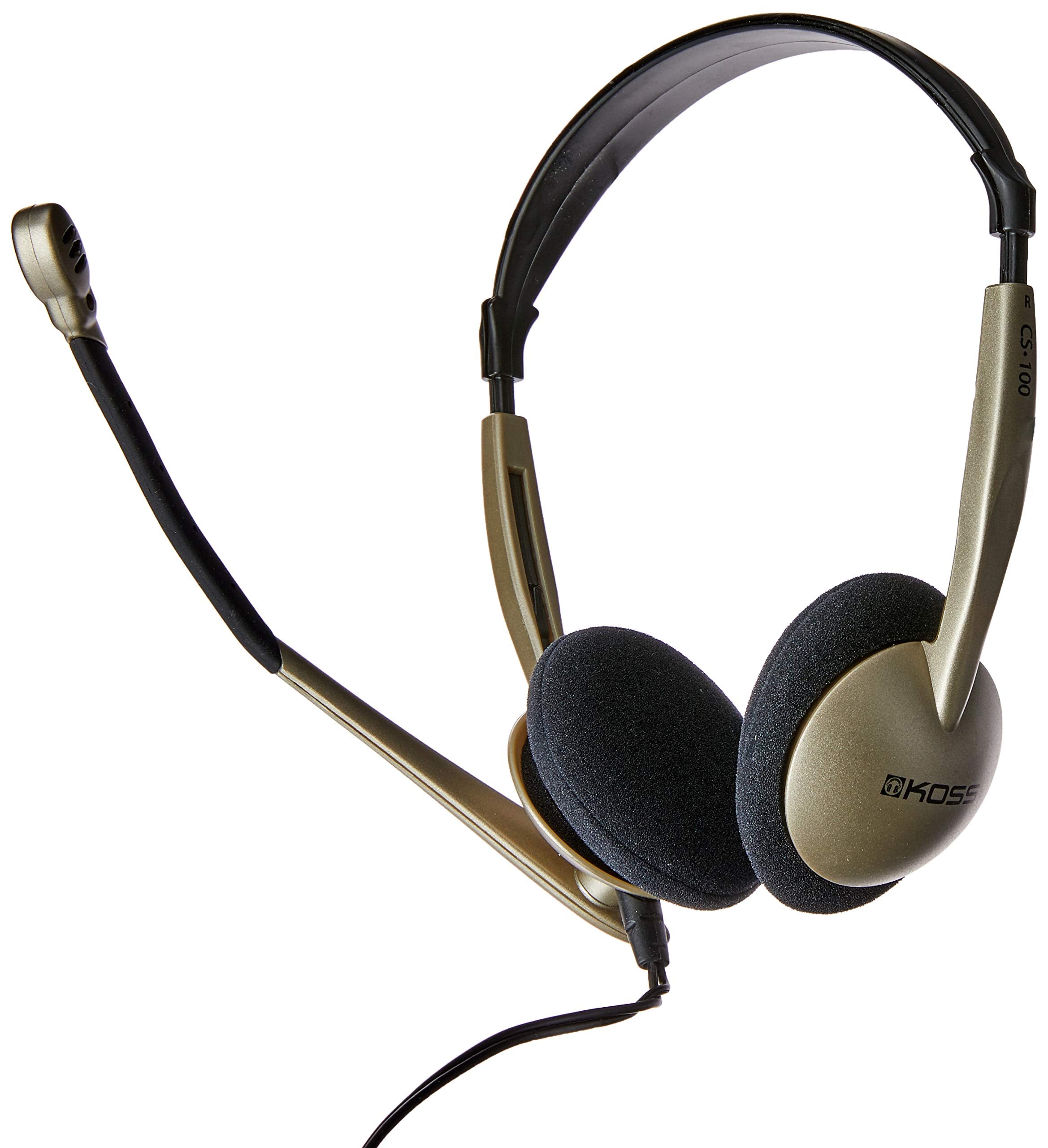 Koss CS100 On-Ear Communication Headset — Noise-Canceling Mic, Silver, Lifetime Warranty