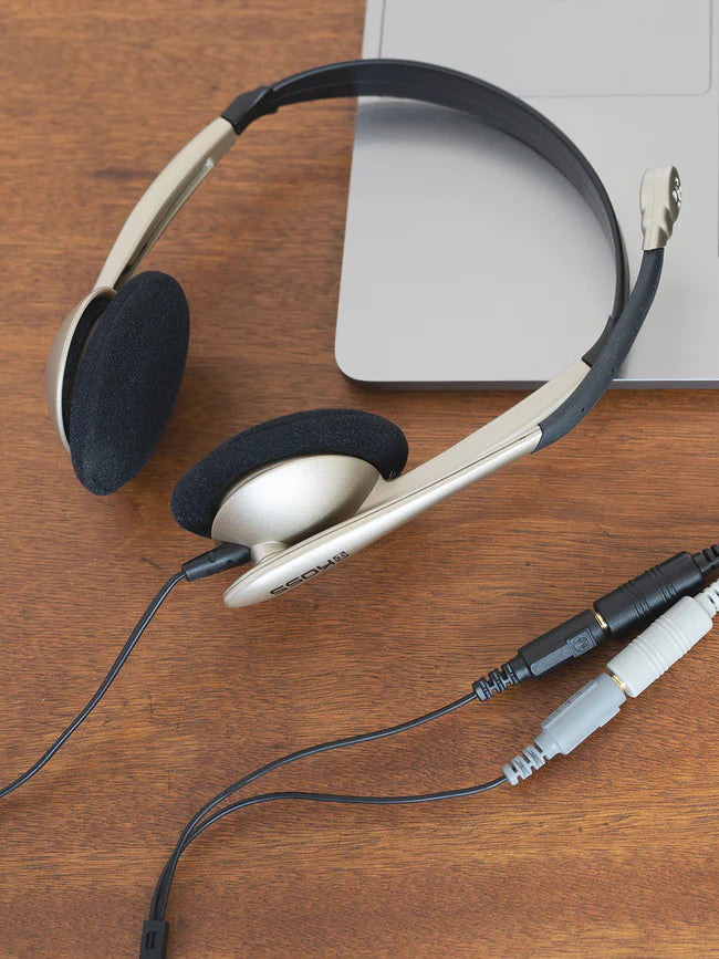 Koss CS100 On-Ear Communication Headset — Noise-Canceling Mic, Silver, Lifetime Warranty