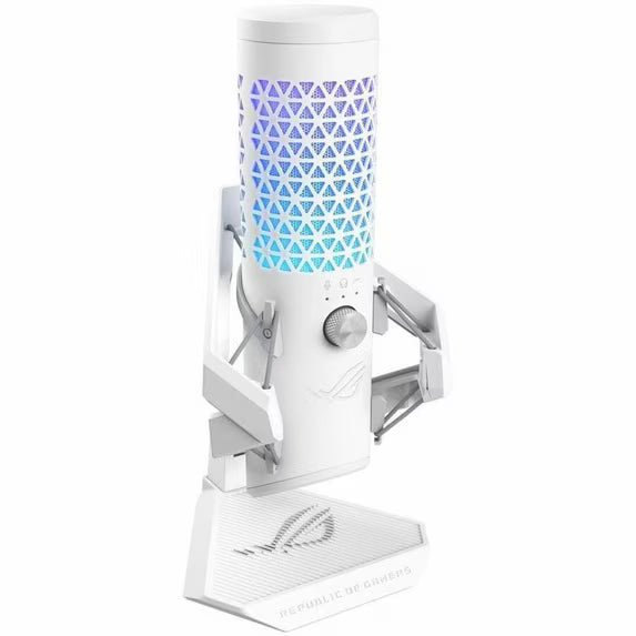 ASUS ROG Carnyx USB Condenser Microphone — 25mm Capsule, 192kHz/24-bit, Aura Sync RGB, White
