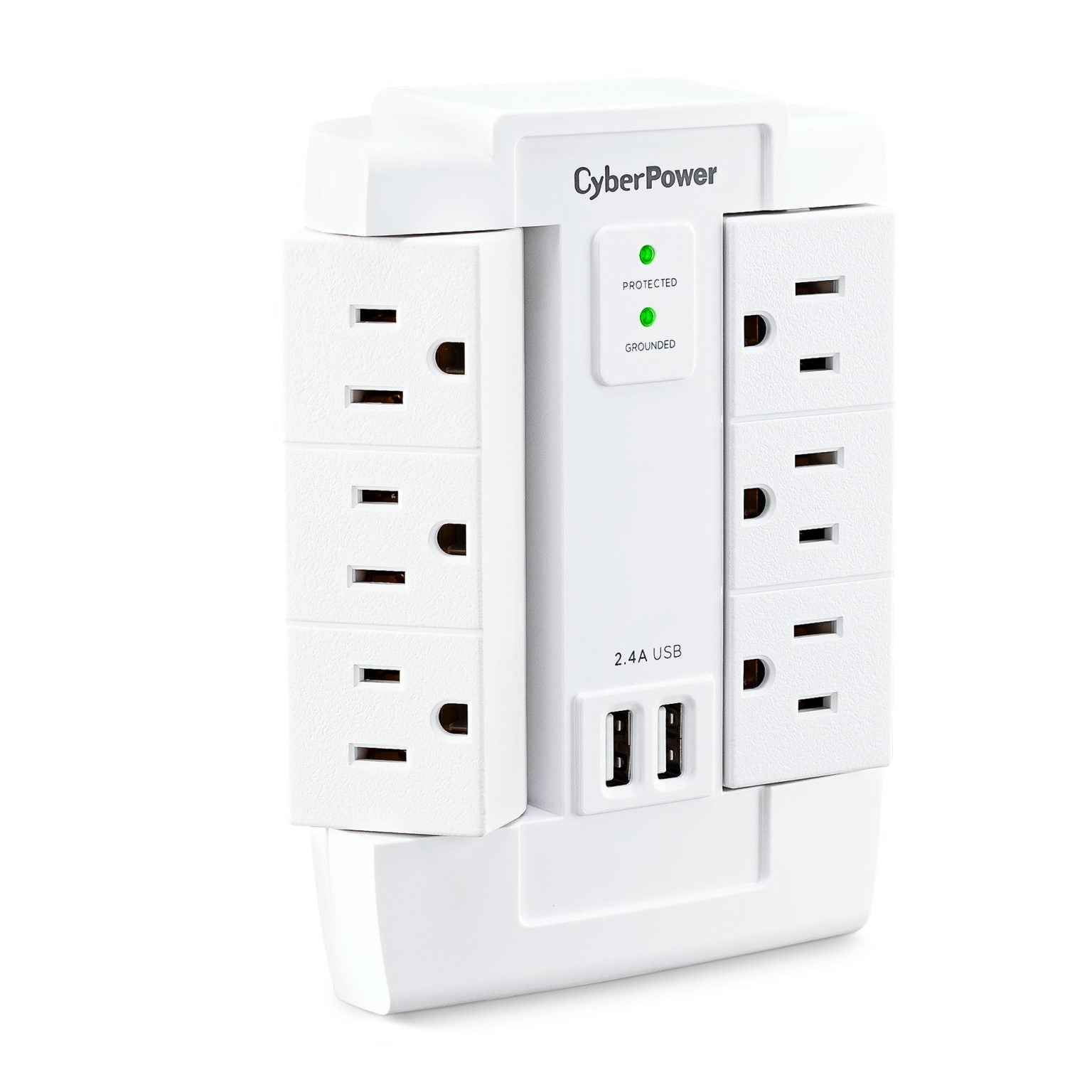 CyberPower CSP600WSURC2 Surge Protector — 6 Swivel Outlets, 2 USB, 1200J, $75K Equipment Guarantee