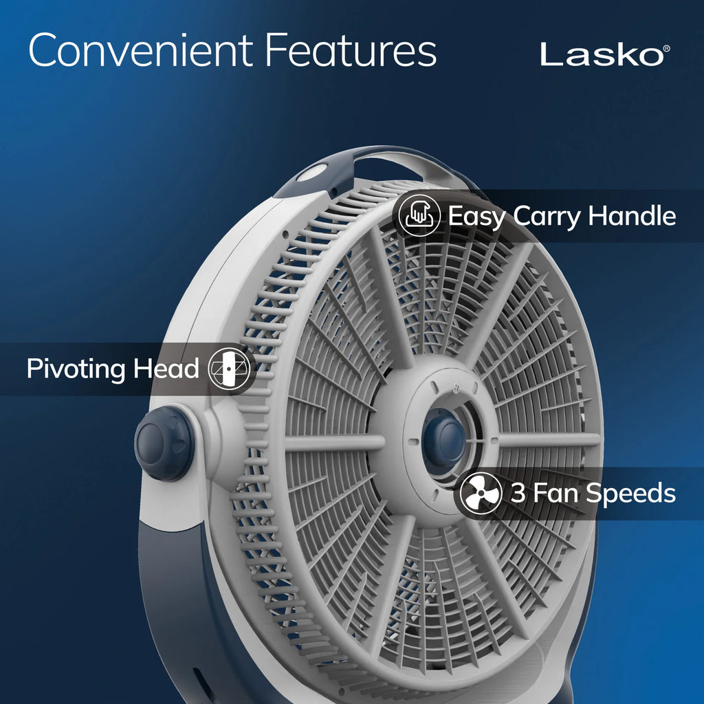 Lasko Wind Machine 3300 — 20" Pivoting Air Circulator Floor Fan, 3 Speeds, 4750 CFM, Gray