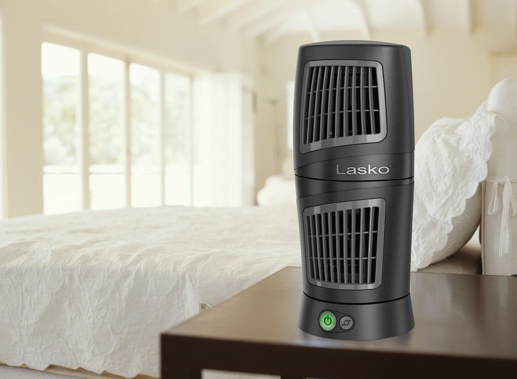 Lasko 4911 12" Twist-Top™ Tower Table Fan — 3 Speeds, Oscillation, Compact Desktop Design, Black