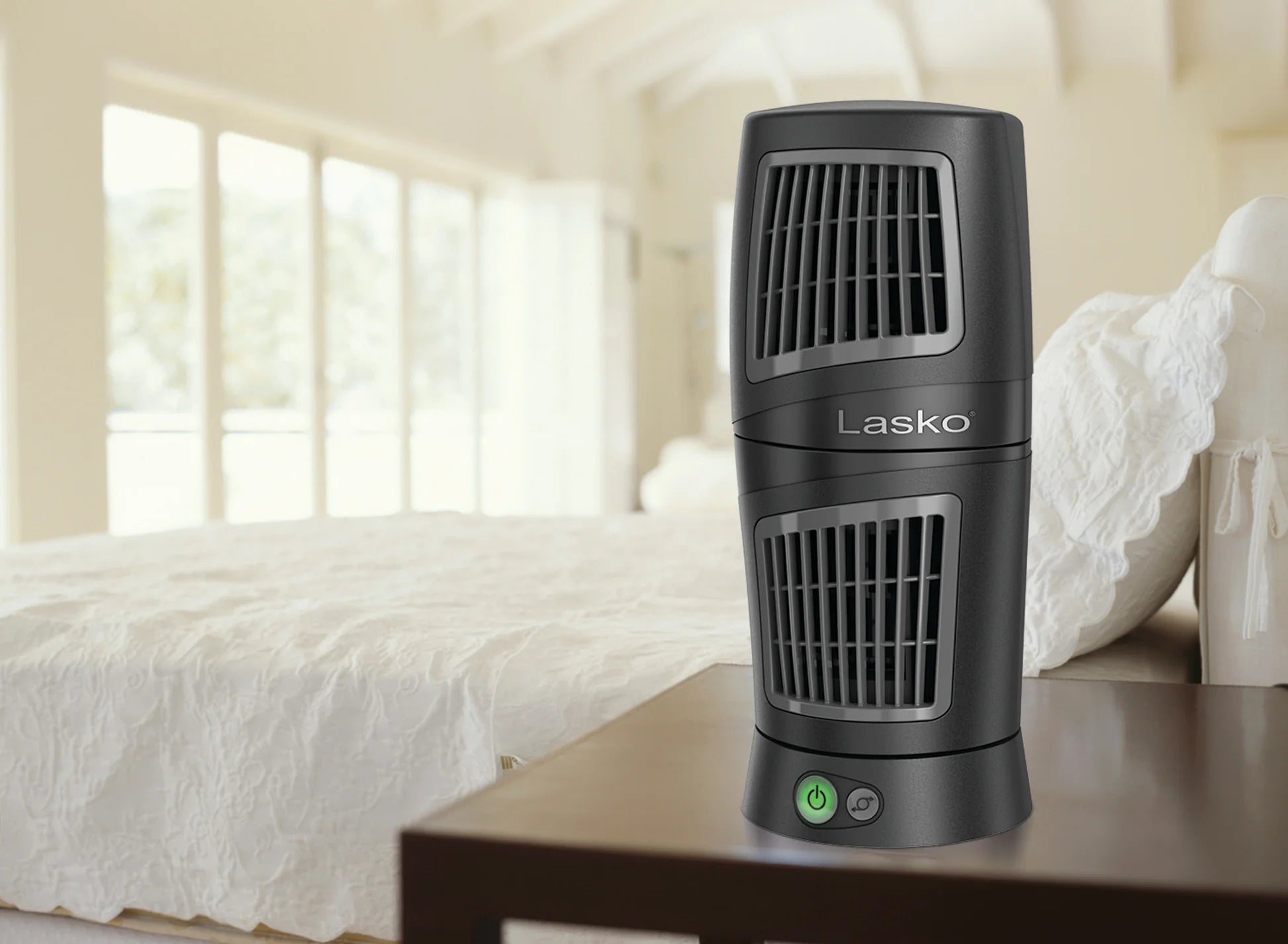 Lasko 4911 12" Twist-Top™ Tower Table Fan — 3 Speeds, Oscillation, Compact Desktop Design, Black