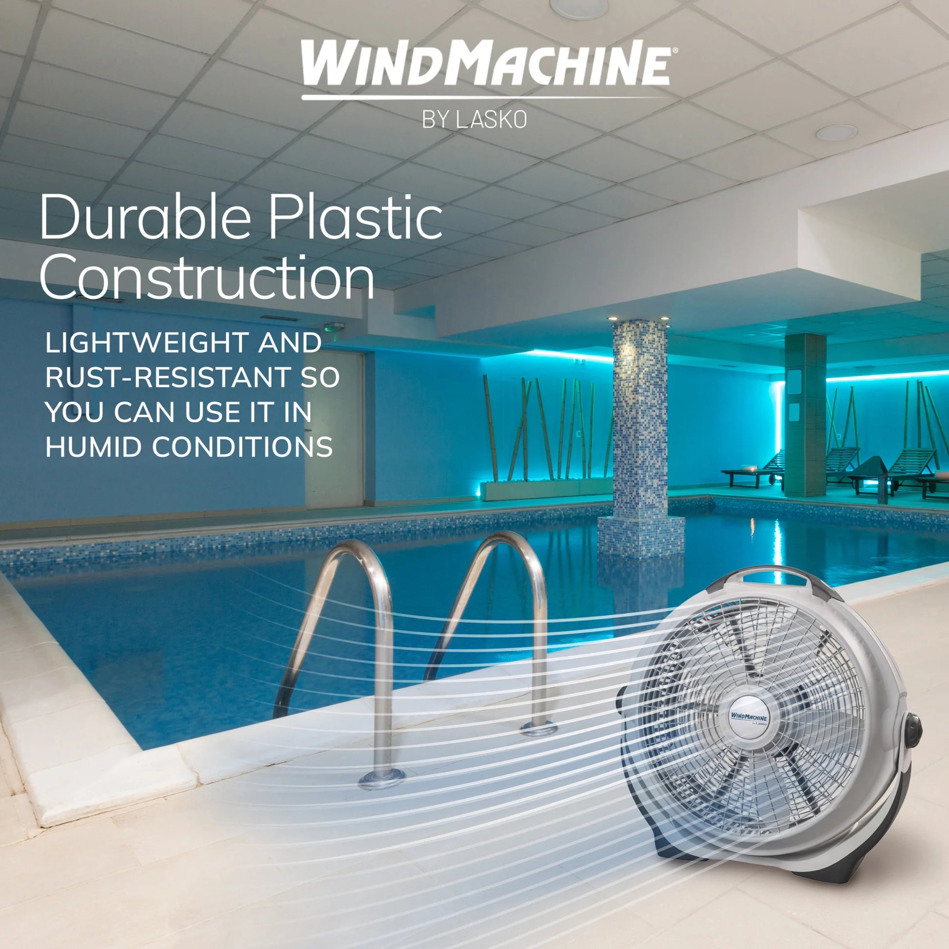 Lasko Wind Machine 3300 — 20" Pivoting Air Circulator Floor Fan, 3 Speeds, 4750 CFM, Gray